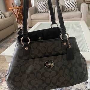 Coach Black and Gray Signature Tote